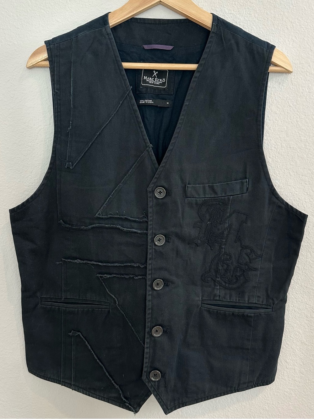 Marc Ecko Cut & Sew Men’s M Black Deconstructed Vest Y2K Streetwear